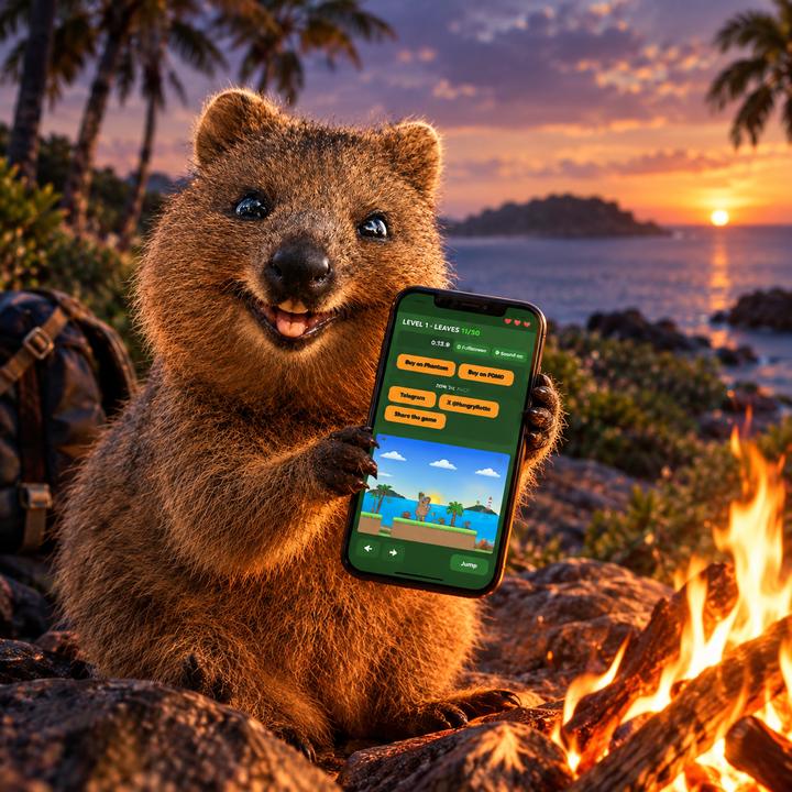Rotto holds a phone with the game by the campfire