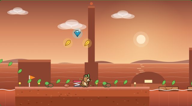 Mars 1: Rotto on the dusty plains with a colony tower behind