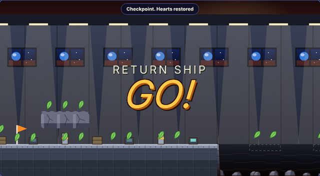 Return Ship: Rotto inside the return ship with round windows to space